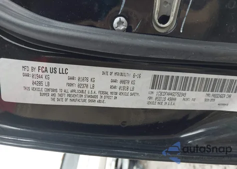 2016 Dodge Dart Se из США, поврежденный, VIN 1C3CDFAA4GD752349